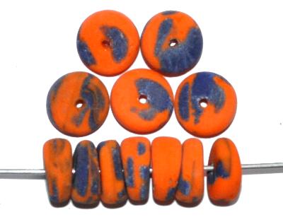 Glasperlen / Kakamba Beads, orange blau opak, in den 1920/30 Jahren in Gablonz/Böhmen, für den Afrikahandel hergestellt