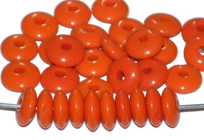 Glasperlen Linsen,
 1920/30 in Gablonz/Böhmen hergestellt,
 orange opak
