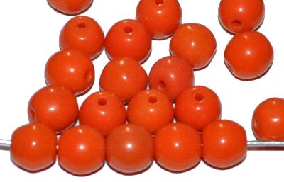 Glasperlen rund,
 1920/30 in Gablonz/Böhmen hergestellt,
 orange opak