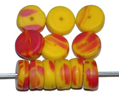 Glasperlen gelb rot (Kakamba Beads) in den 1920/30 Jahren in Gablonz/Böhmen, für den Afrikahandel hergestellt