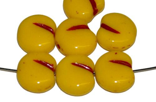 Glasperlen Obst, 
 gelb opak, 
 in der Zeit von 1920 bis 1950 in Gablonz/Böhmen 
 hergestellt