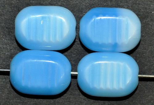 Glasperlen, 
 in den 1960/70 Jahren in Gablonz/Böhmen hergestellt, 
 blau weiß opak