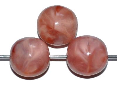 Glasperlen rund, 1920/30 in Gablonz/Böhmen hergestellt, Perlettglas rosa
