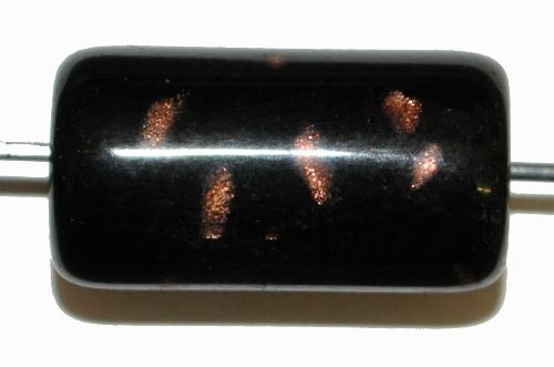 Glasperle in den 1940/50 Jahren in Gablonz/Böhmen hergestellt, 
 schwarz mit Aventurin (Goldstone) 