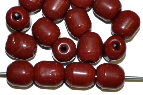 Glasperlen Oliven (Prosserbeads)
 rotbraun opak,
 in den 1920/30 Jahren in Gablonz/Böhmen 
 hergestellt