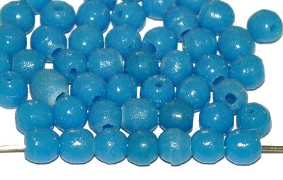 Glasperlen Prosserbeads rund, Alabasterglas montanablau, Trade Beads für den Afrikahandel in den 1920/30 Jahren in Gablonz/Böhmen hergestellt