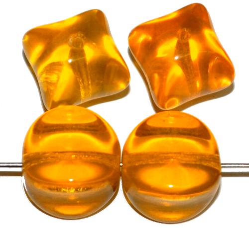Glasperlen, 
 gelb transp., 
 in der Zeit von 1930 bis 1960 in Gablonz/Böhmen 
 hergestellt