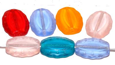 Glasperlen / Table Cut Beads geschliffen, Farbmix transp. Rand mattiert (frostet), nach alten Vorlagen aus den 1930/40 Jahren neu in Gablonz / Tschechien gefertigt