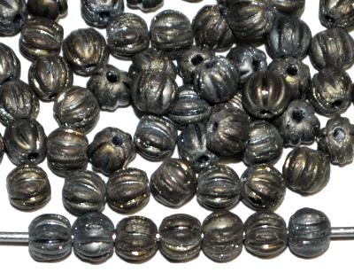 Glasperlen Melonbeads
 metallic mattiert,
 hergestellt in Gablonz / Tschechien
