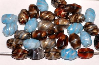 Glasperlen Oliven,
 multicolor marmoriert,
 hergestellt in Gablonz / Tschechien