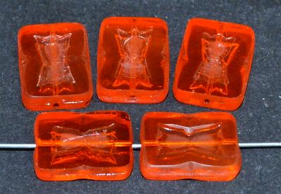 Glasperlen / Table Cut Beads geschliffen, orange transp., hergestellt in Gablonz Tschechien