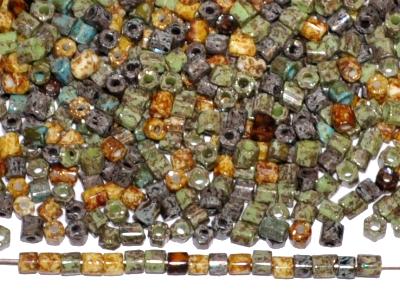 2 cut beads von Ornella Preciosa Tschechien,
 Farbmix opak mit picasso finish