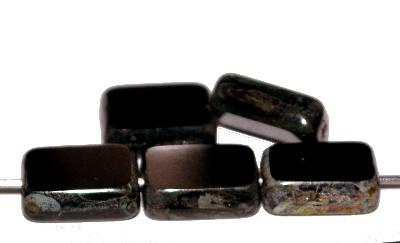 Glasperlen / Table Cut Beads 
 geschliffen, schwarz opak mit picasso finish,
 hergestellt in Gablonz / Tschechien
 schwarz
