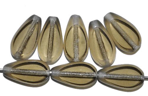 Glasperlen / Table Cut Beads 
 geschliffen, rauch transp., 
 Rand mattiert (frostet), 
 hergestellt in Gablonz / Tschechien