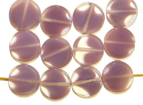 Glasperlen /  Table Cut Beads kristall violett mattiert (frostet),  hergestellt in Gablonz / Tschechien 