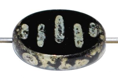 Glasperlen / Table Cut Beads geschliffen, schwarz opak mit picasso finish, nach alten Vorlagen aus den 1930/40 Jahren in Gablonz / Tschechien neu gefertigt