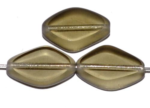 Glasperlen / Table Cut Beads
 geschliffen, rauch transp.,
 Rand mattiert (frostet),
 hergestellt in Gablonz / Tschechien
