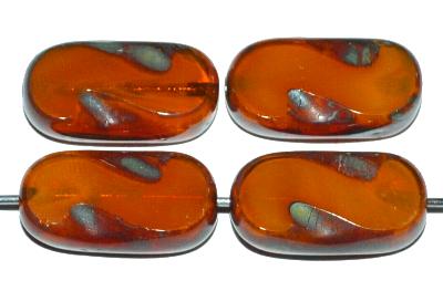 Glasperlen / Table Cut Beads geschliffen,
 ambar mit picasso finish,
 hergestellt in Gablonz / Tschechien
 	