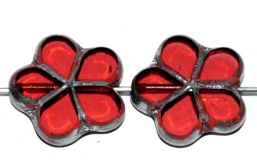 Glasperlen / Table Cut Beads Blüten geschliffen cornelian transp. mit picasso finish, hergestellt in Gablonz / Tschechien