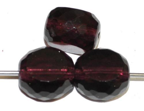 Glasperlen / Table Cut Beads 
 geschliffen, Rand mit Facettenschliff 
 violett transp.,
 hergestellt in Gablonz / Tschechien