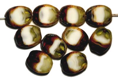 Glasperlen geschliffen / Table Cut Beads,
 multicolor mit picasso finish,
 hergestellt in Gablonz / Tschechien