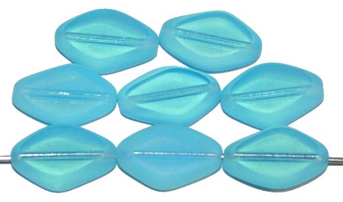 Glasperlen / Table Cut Beads
 geschliffen, Opalglas türkisblau
 Rand mattiert (frostet),
 hergestellt in Gablonz / Tschechien