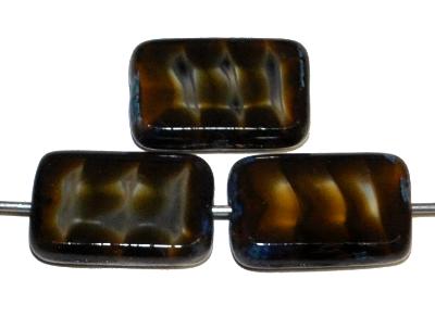 Glasperlen / Table Cut Beads
 Rechtecke geschliffen,
 Perlettglas tigerauge mit picasso finish,
 hergestellt in Gablonz / Tschechien