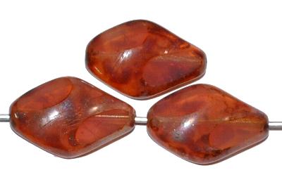 Glasperlen / Table Cut Beads
 geschliffen,
 Alabasterglas apricot mit picasso finish,
 hergestellt in Gablonz Tschechien