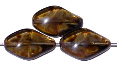 Glasperlen / Table Cut Beads geschliffen, blackdiamond transparent mit picasso finish, hergestellt in Gablonz Tschechien