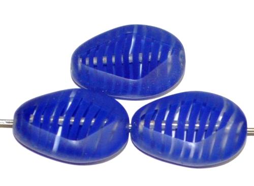 Glasperlen / Table Cut Beads 
 geschliffen / kristall blau gestreift, 
 hergestellt in Gablonz Tschechien