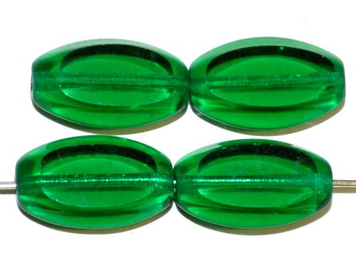 Glasperlen / Table Cut Beads geschliffen 
 grün transp., 
 hergestellt in Gablonz / Tschechien