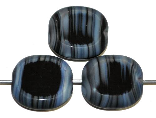 Glasperlen / Table Cut Beads
 Olive geschliffen
 schwarz grau opak Rand mattiert,
 hergestellt in Gablonz / Tschechien