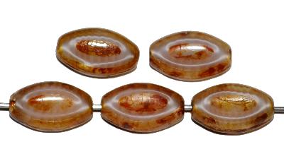 Glasperlen / Table Cut Beads
 geschliffen
 Perlettglas mit picasso finish, 
 hergestellt in Gablonz / Tschechien