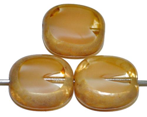 Glasperlen / Table Cut Beads
 Olive geschliffen
 beige kristall mit picasso finish, 
 hergestellt in Gablonz / Tschechien