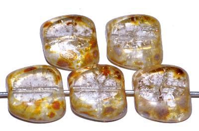 Glasperlen / Table Cut Beads
 geschliffen,
 crash beads kristall mit picasso finish,
 hergestellt in Gablonz / Tschechien