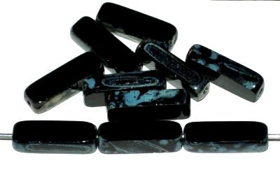Glasperlen / Table Cut Beads geschliffen schwarz opak mit picasso finish, hergestellt in Gablonz Tschechien