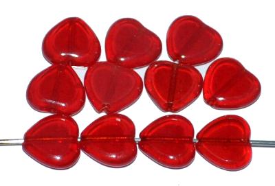 Glasperlen / Table Cut Beads geschliffen, Herzen rot transp.,  B-Sortierung hergestellt in Gablonz Tschechien