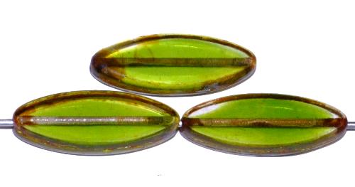 Glasperlen / Table Cut Beads geschliffen kristall grün mit picasso finish,  hergestellt in Gablonz / Tschechien