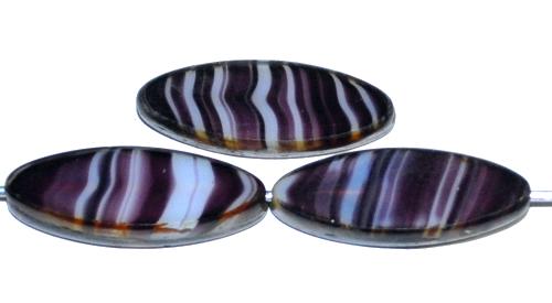 Glasperlen / Table Cut Beads geschliffen Mischglas violett marmoriert mit picasso finish,  hergestellt in Gablonz / Tschechien