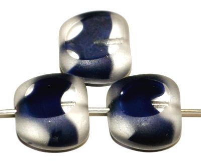Glasperlen / Table Cut Beads
 geschliffen,
 Mischglas kristall blau mit picasso finish, hergestellt in Gablonz / Tschechien