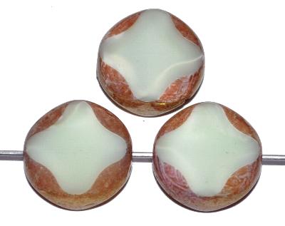 Glasperlen / Table Cut Beads
 Opalglas ecru geschliffen,
 hergestellt in Gablonz / Tschechien