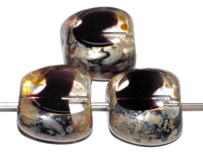 Glasperlen /Table Cut Beads, kristall violett mit picasso finish,
 hergestellt in Gablonz / Tschechien