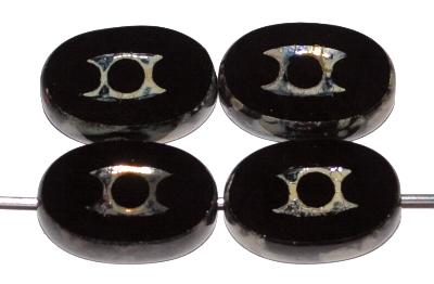 Glasperlen / Table Cut Beads
 geschliffen,
 schwarz opak mit picasso finish, nach alten Vorlagen aus den 1930/40 Jahren in Gablonz / Tschechien neu gefertigt
