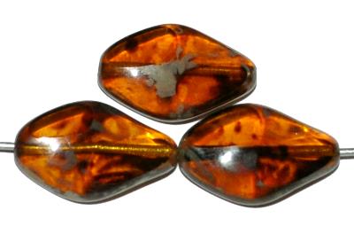 Glasperlen / Table Cut Beads geschliffen, topas transp. mit picasso finish, hergestellt in Gablonz / Tschechien