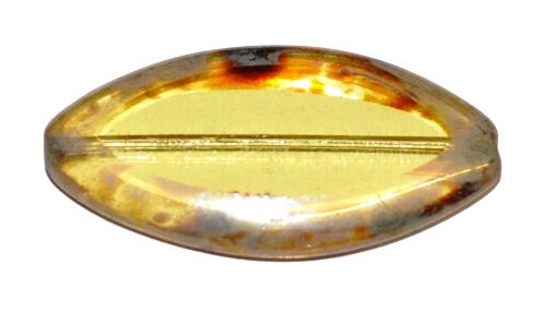 Glasperlen / Table Cut Beads
 geschliffen
 gelb transp. mit picasso finish,
 hergestellt in Gablonz / Tschechien