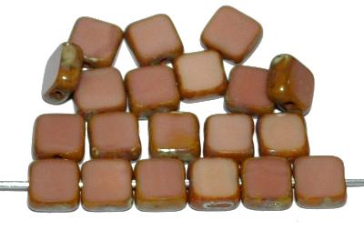 Glasperlen / Table Cut Beads
 braun opak mit picasso finish,
 hergestellt in Gablonz / Tschechien