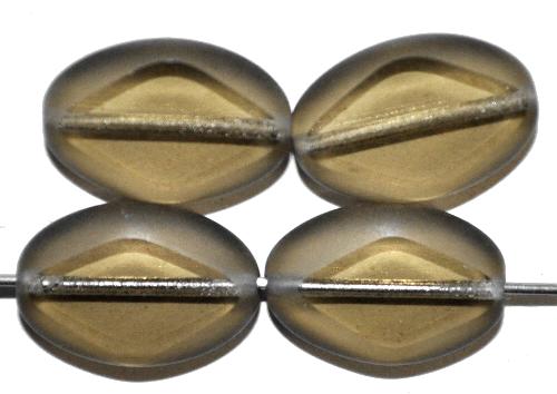 Glasperlen / Table Cut Beads 
 geschliffen, rauch transp.,
 Rand mattiert (frostet), 
 hergestellt in Gablonz / Tschechien