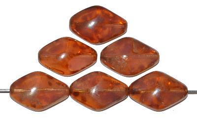 Glasperlen / Table Cut Beads
 geschliffen,
 Alabasterglas apricot mit picasso finish,
 hergestellt in Gablonz Tschechien