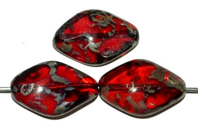 Glasperlen / Table Cut Beads
 geschliffen,
 rot transp. mit picasso finish,
 hergestellt in Gablonz / Tschechien