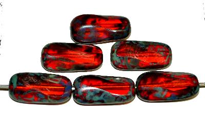 Glasperlen / Table Cut Beads
 geschliffen,
 rot transp. mit picasso finish,
 hergestellt in Gablonz / Tschechien